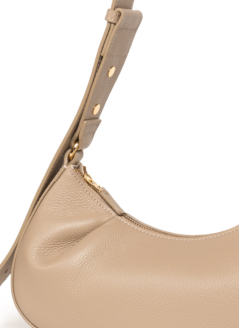 Dimple Moon Small Pebbled Leather Taupe 4