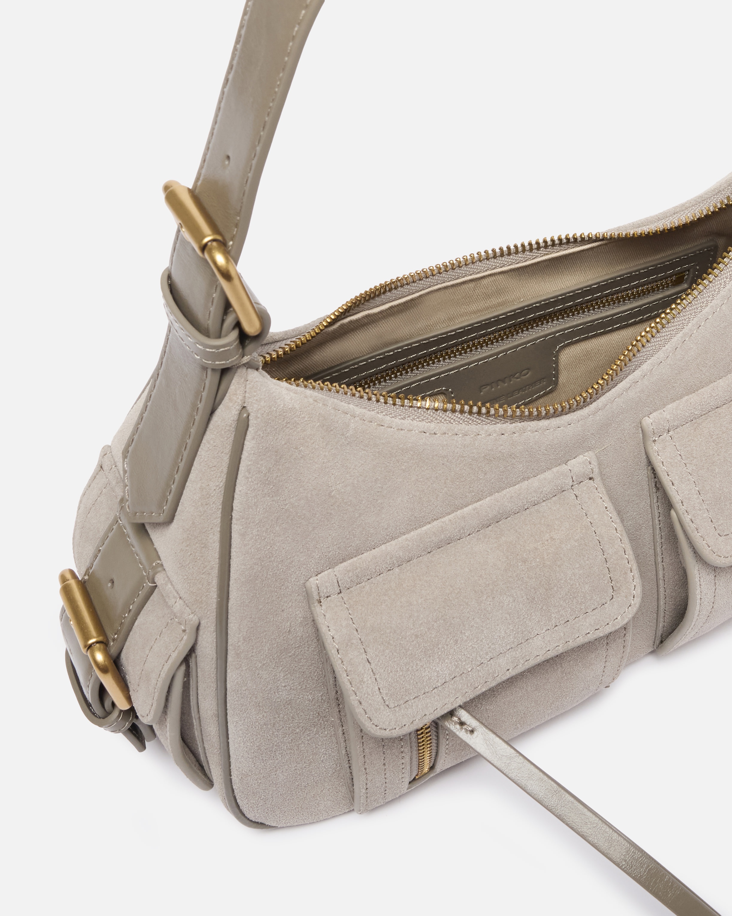 SUEDE CARGO SHOULDER BAG WITH POCKETS - 4