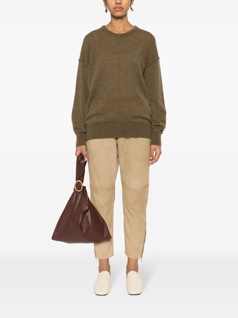 brushed fine-knit jumper - 2