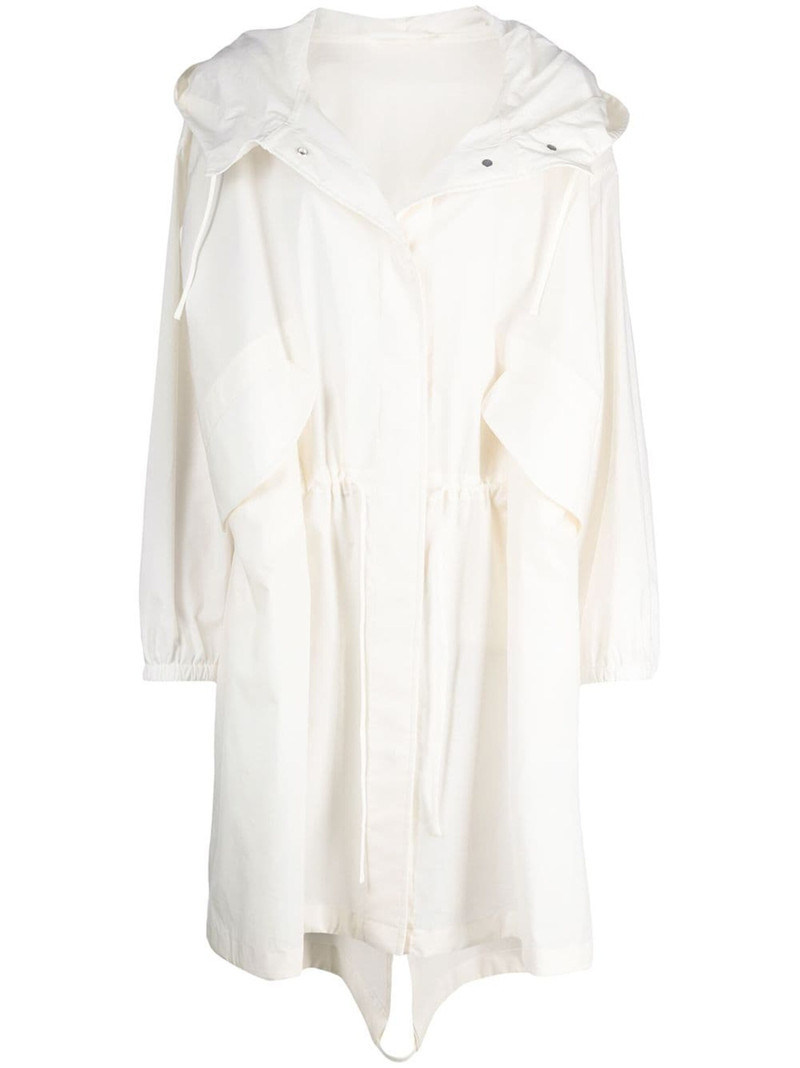 logo print hooded coat 1