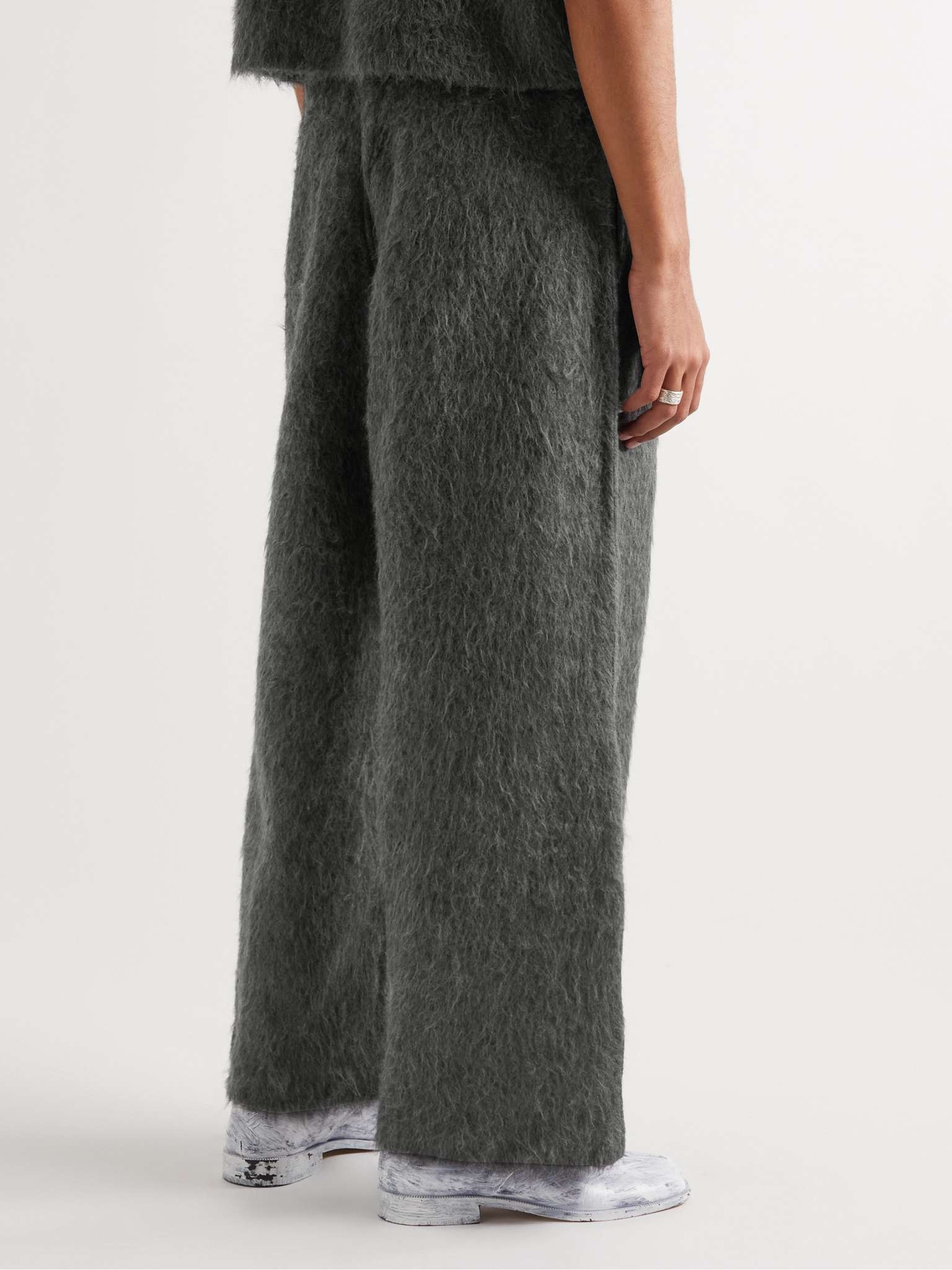 Reduced Straight-Leg Brushed-Knit Trousers - 4