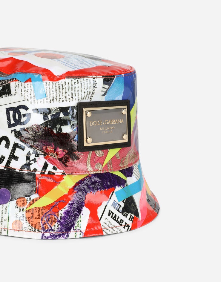Bucket hat with newspaper patchwork print - 4