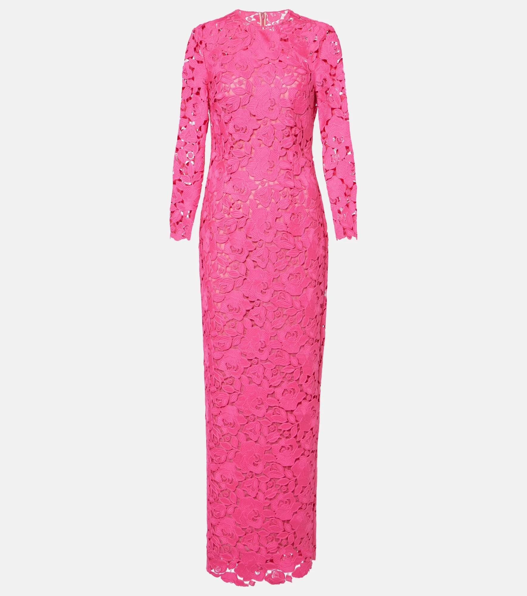Floral asymmetric guipure gown - 1