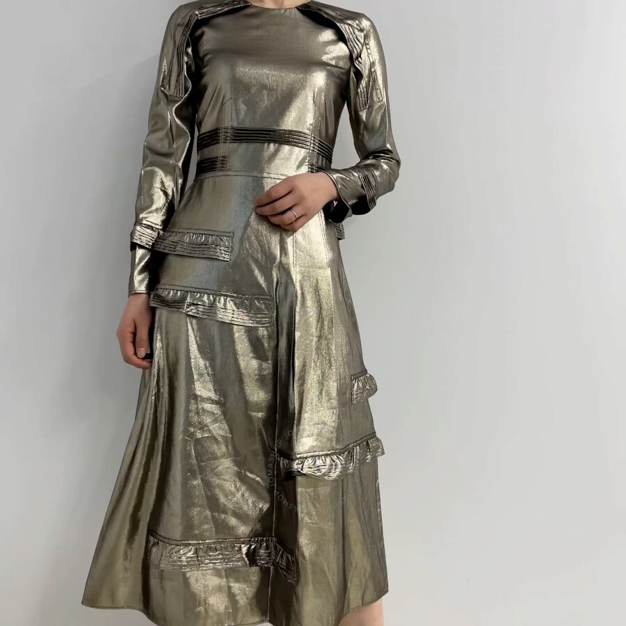 Burberry Silver Long Sleeve Dress With Stitch Detail - 3