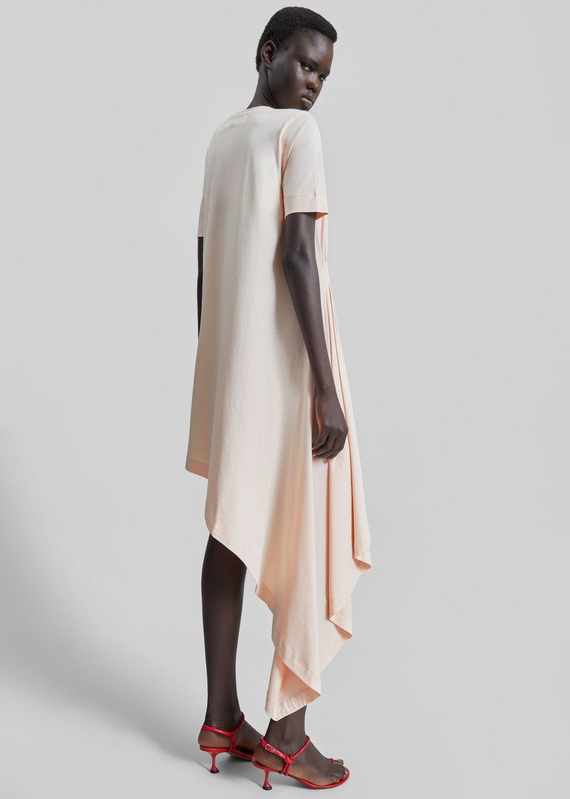 Loulou de Saison Igari Asymmetric T-Shirt Dress - Cream Rose 5