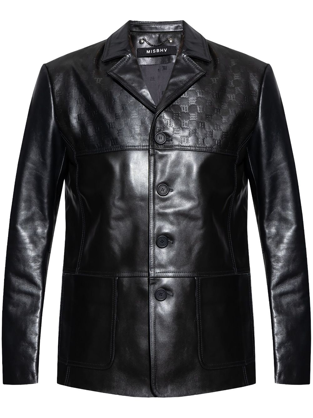 debossed monogram leather jacket - 1