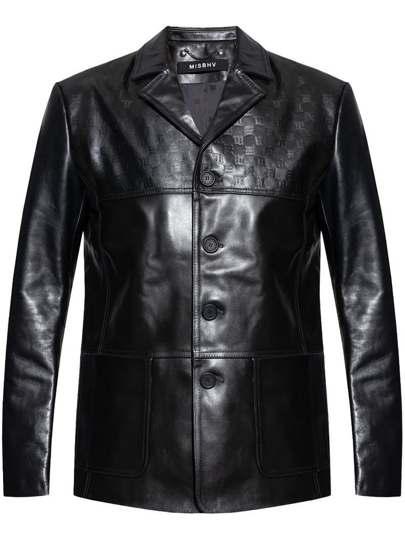 debossed monogram leather jacket 1