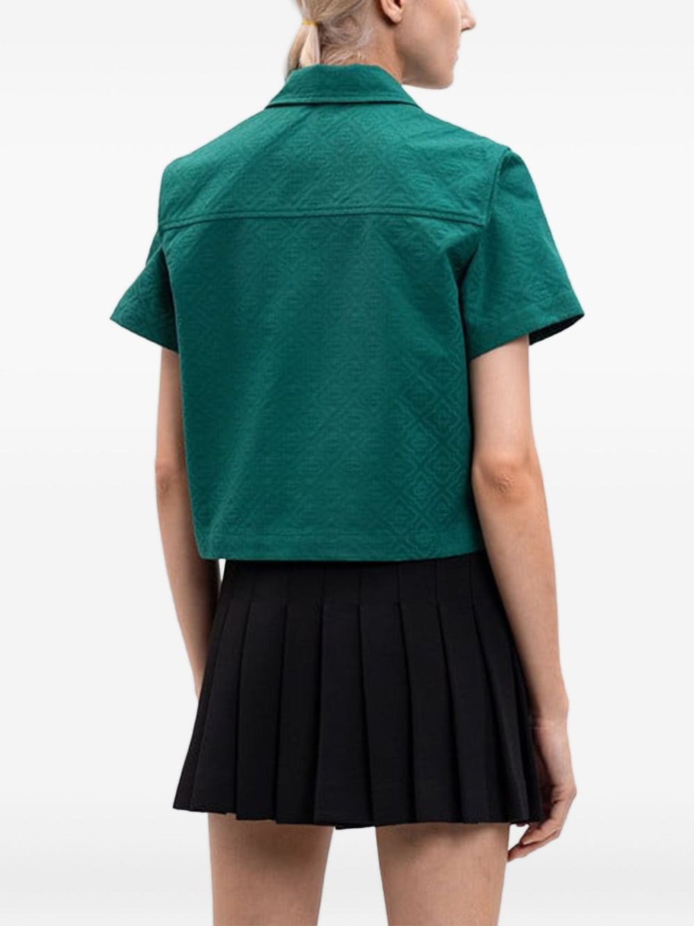 logo-embossed zip-front shirt - 2