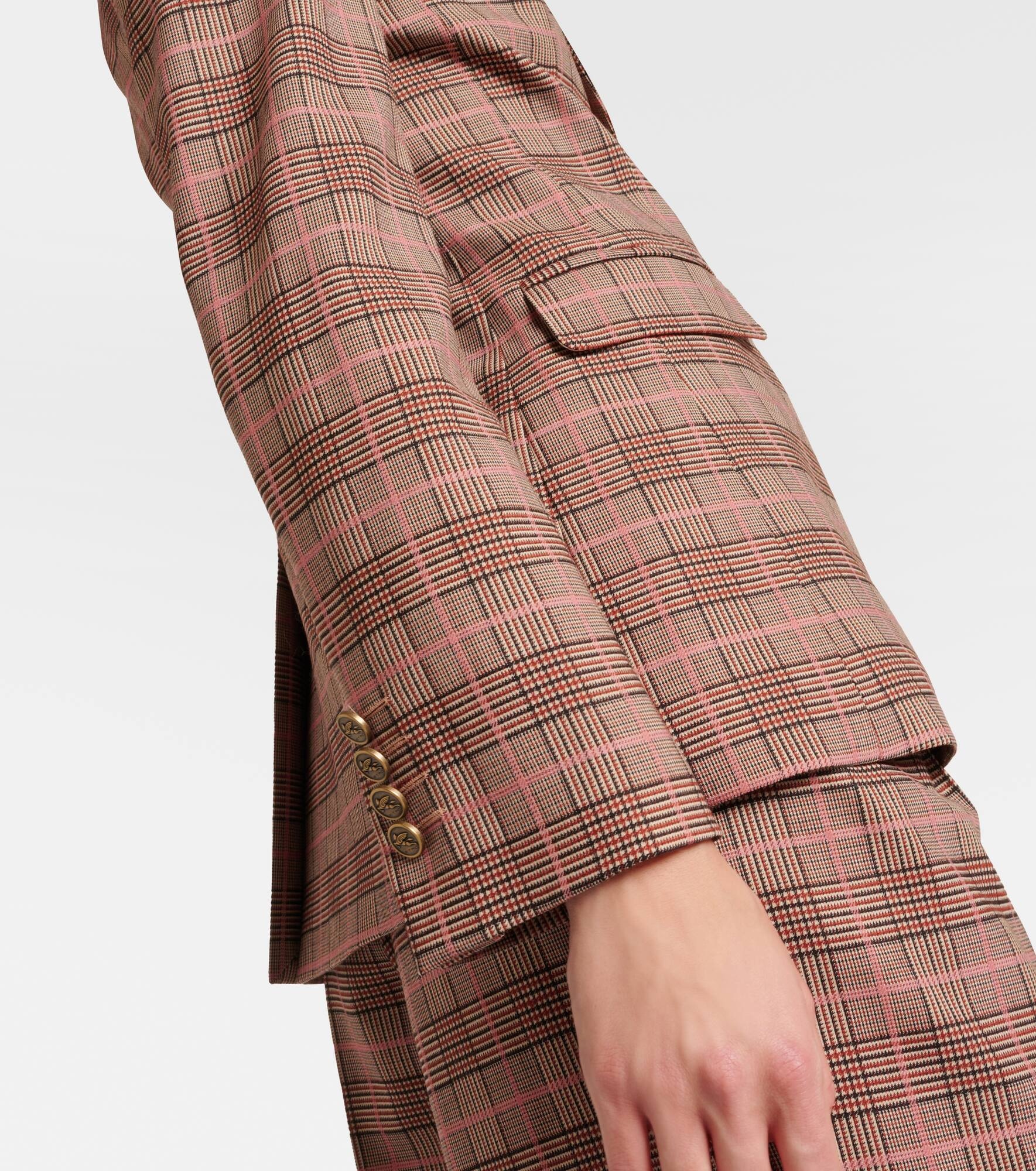 Checked wool-blend blazer - 5