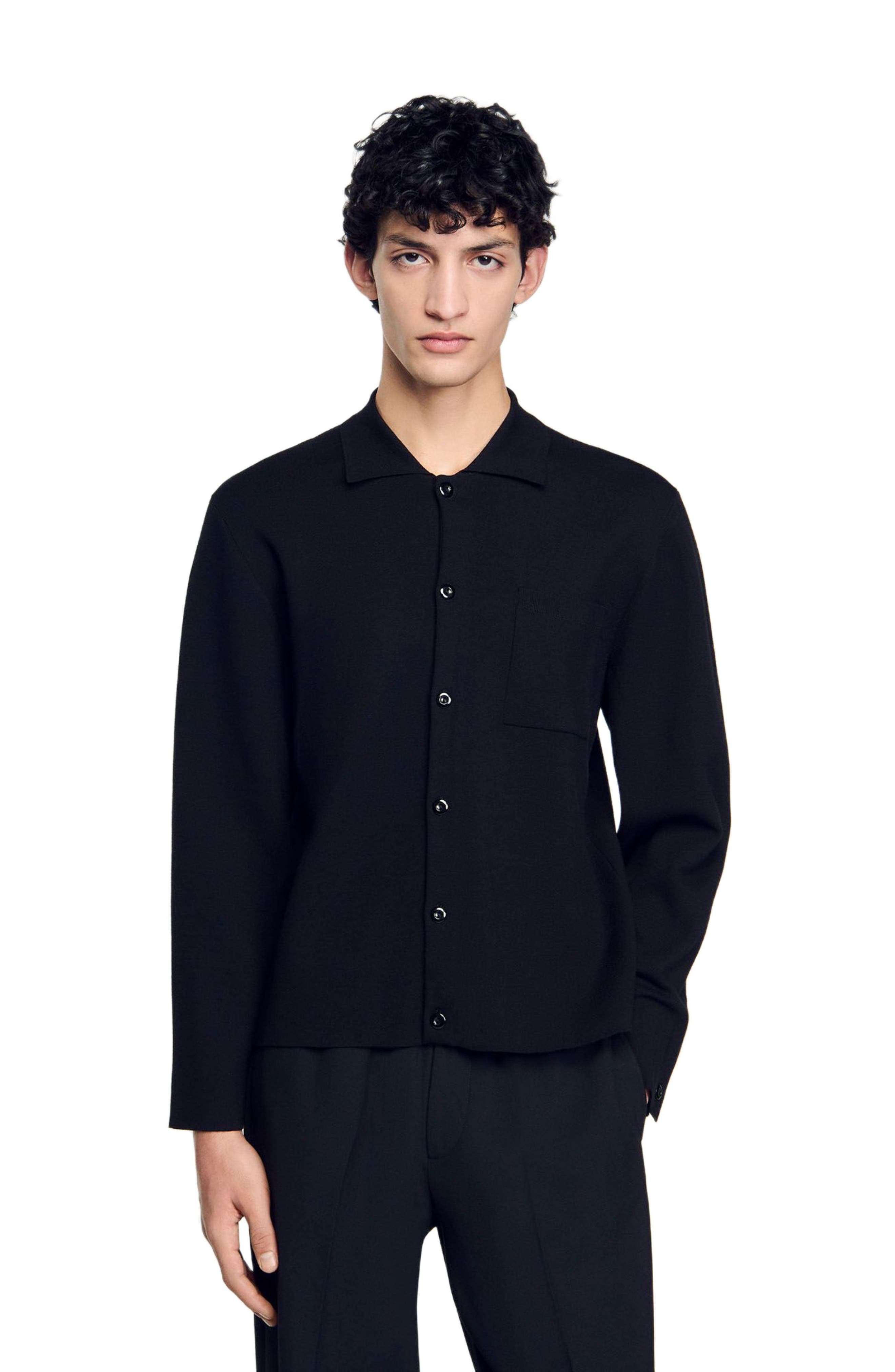 SANDRO Button-down cardigan in Black at Nordstrom - 1