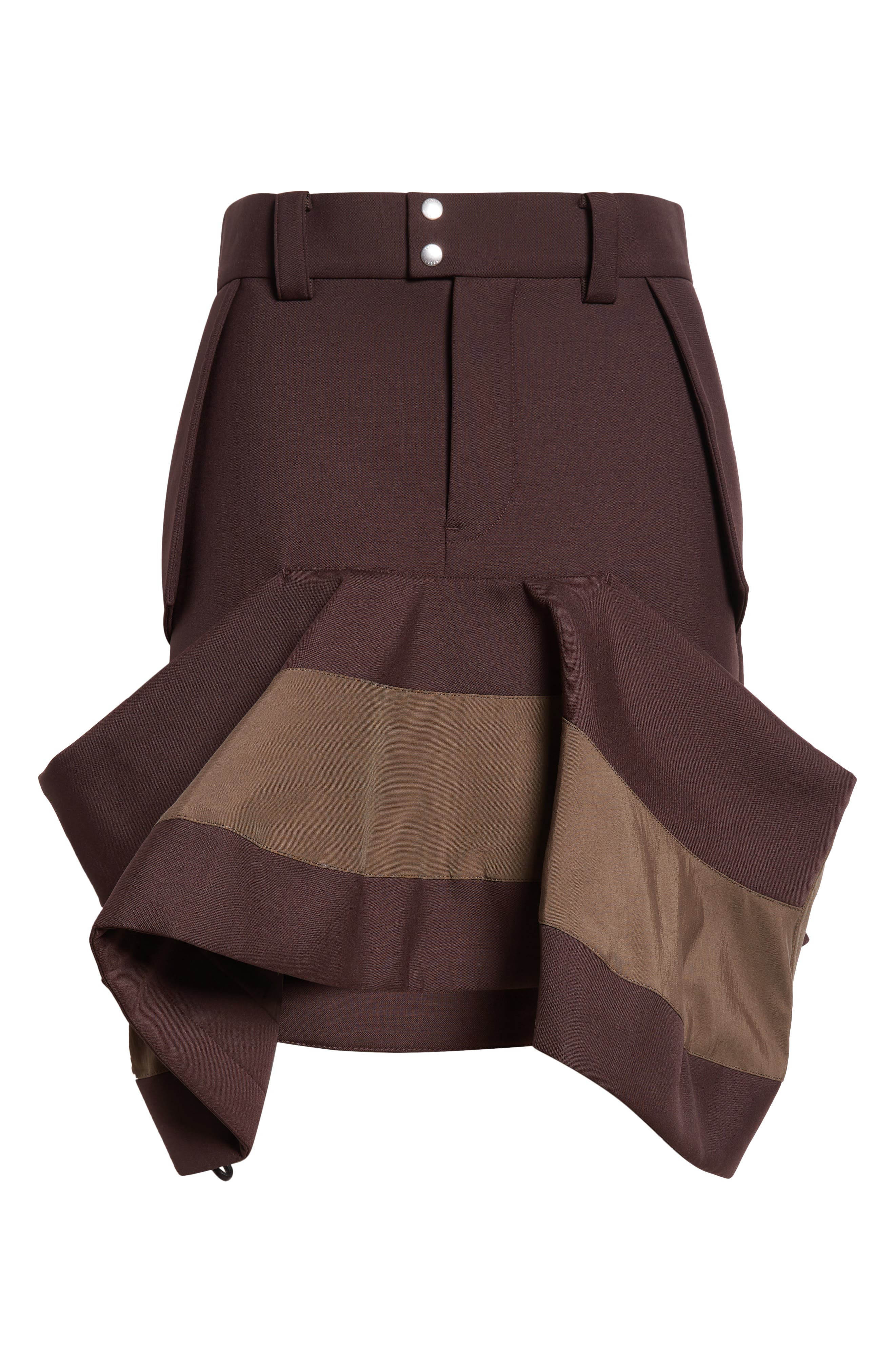 Sacai Mixed Media Skirt in Brown at Nordstrom - 6