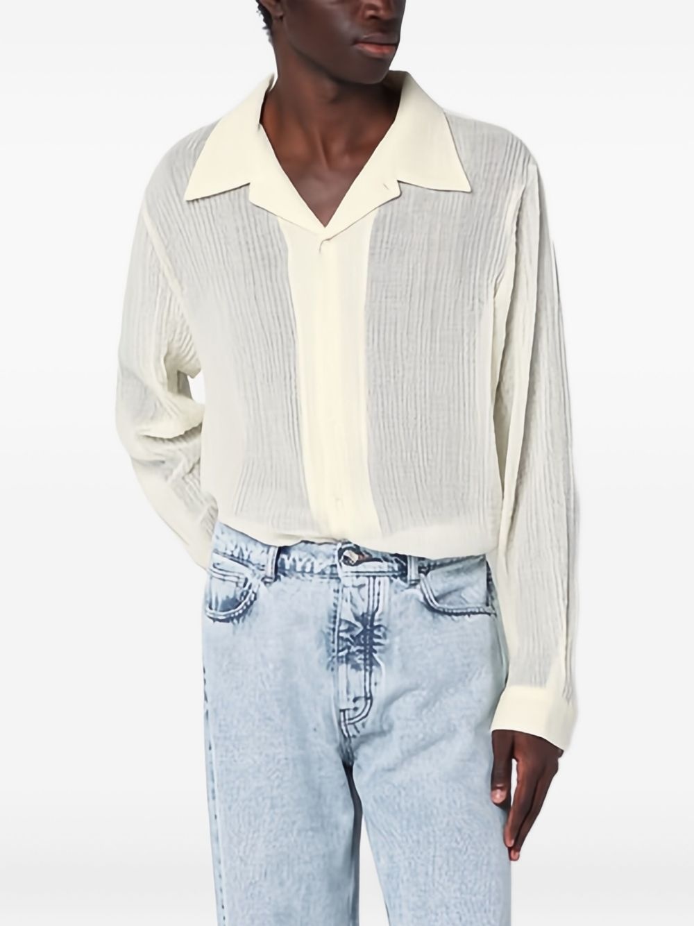 textured long-sleeved shirt - 1