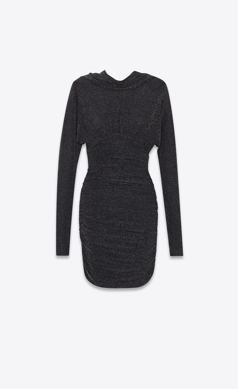cowl back dress in lurex jersey - 1