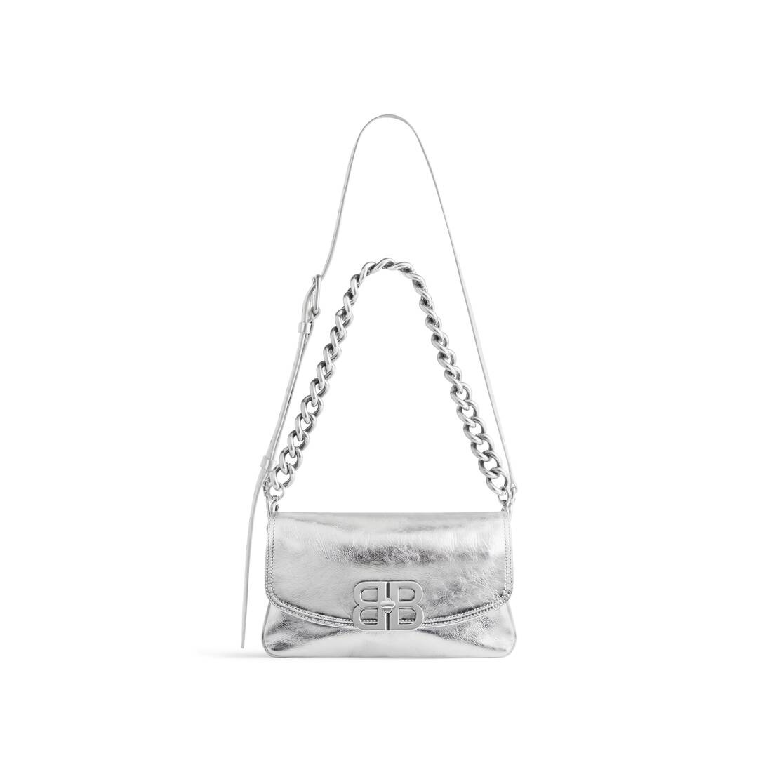 Women's Bb Soft Small Flap Bag Metallized in Silver - 5