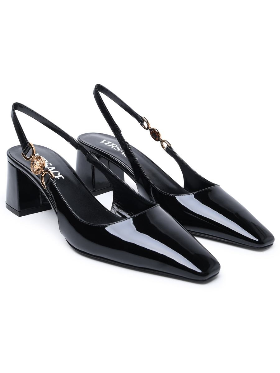 VERSACE BLACK PATENT LEATHER SLING BACK - 2