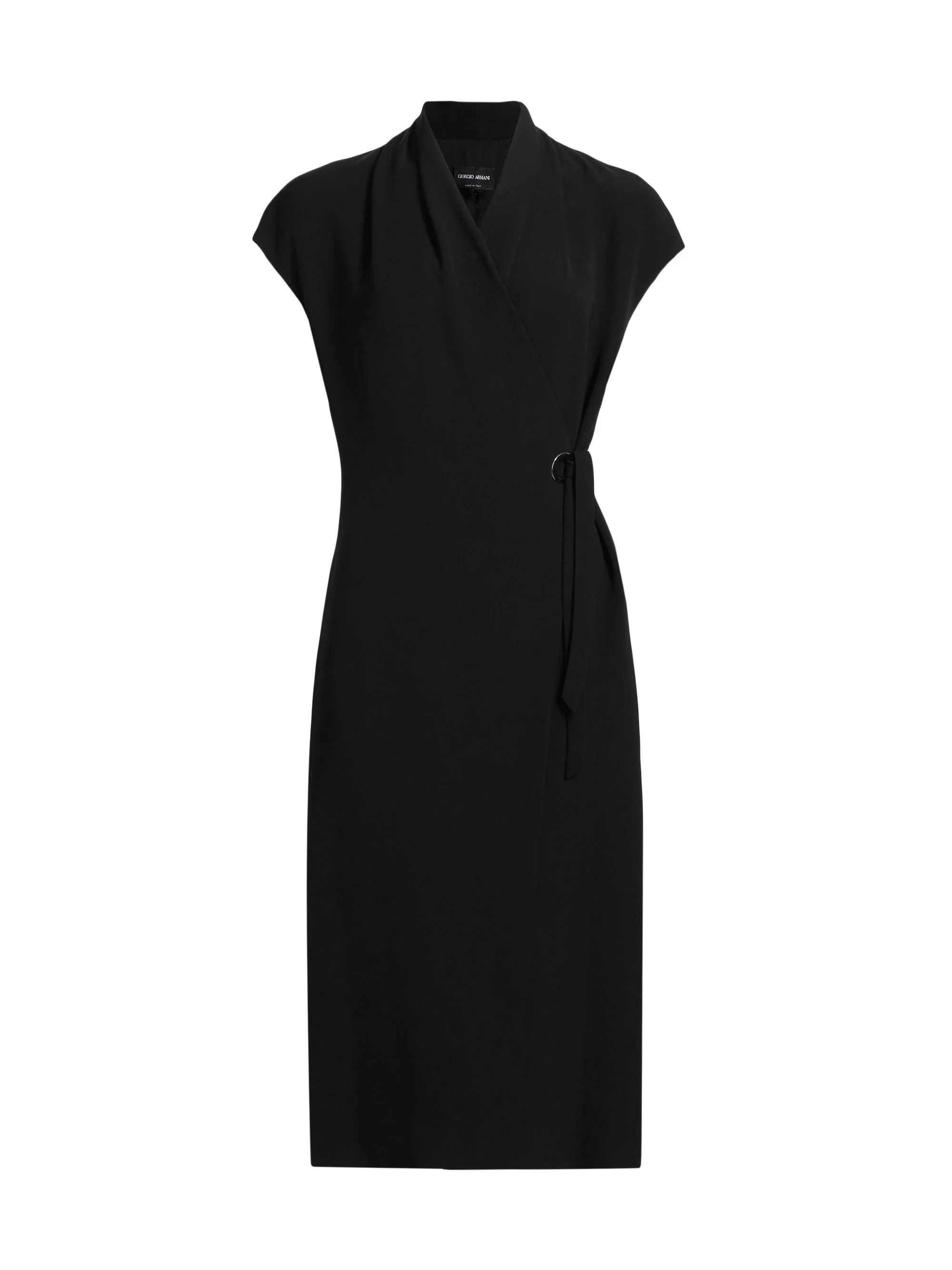 Women's Silk Wrap Midi-Dress - Black - 1