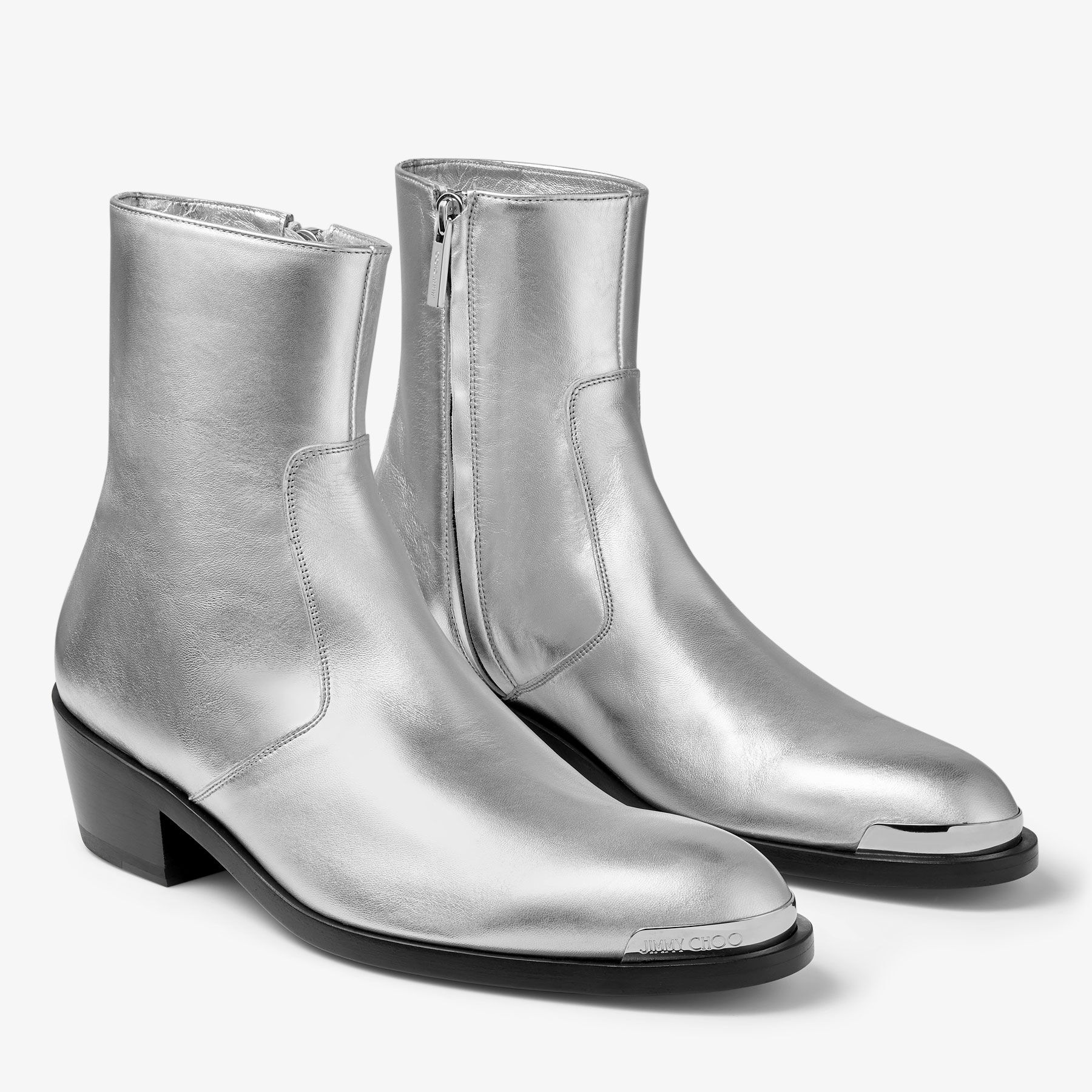 Sammy/M
Silver Metallic Nappa Ankle Boots - 2