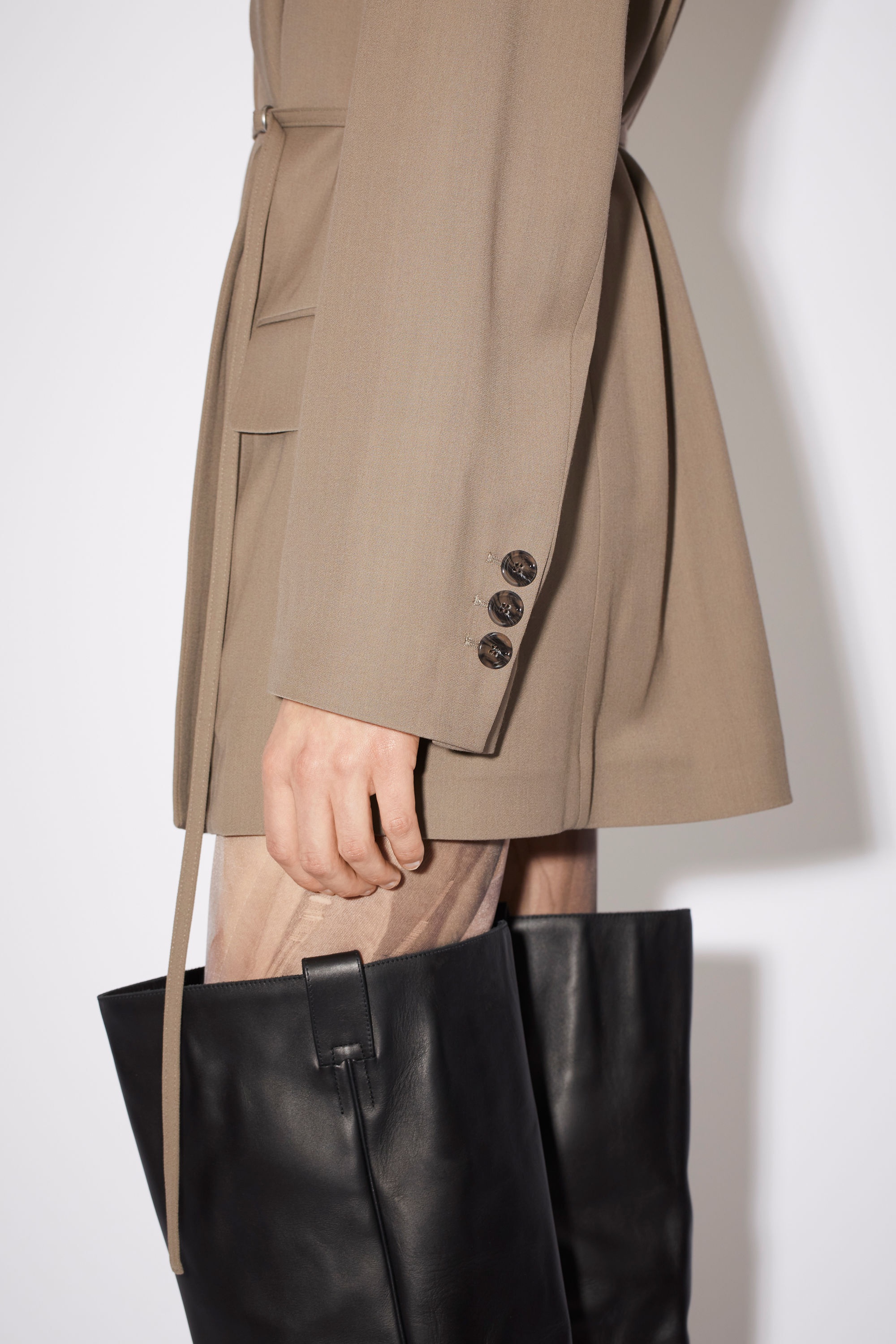 Double-breasted belt suit jacket - Taupe grey - 5