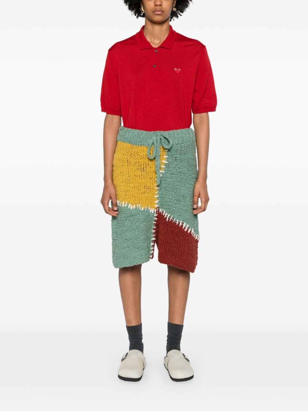 heart-patch wool polo shirt - 2