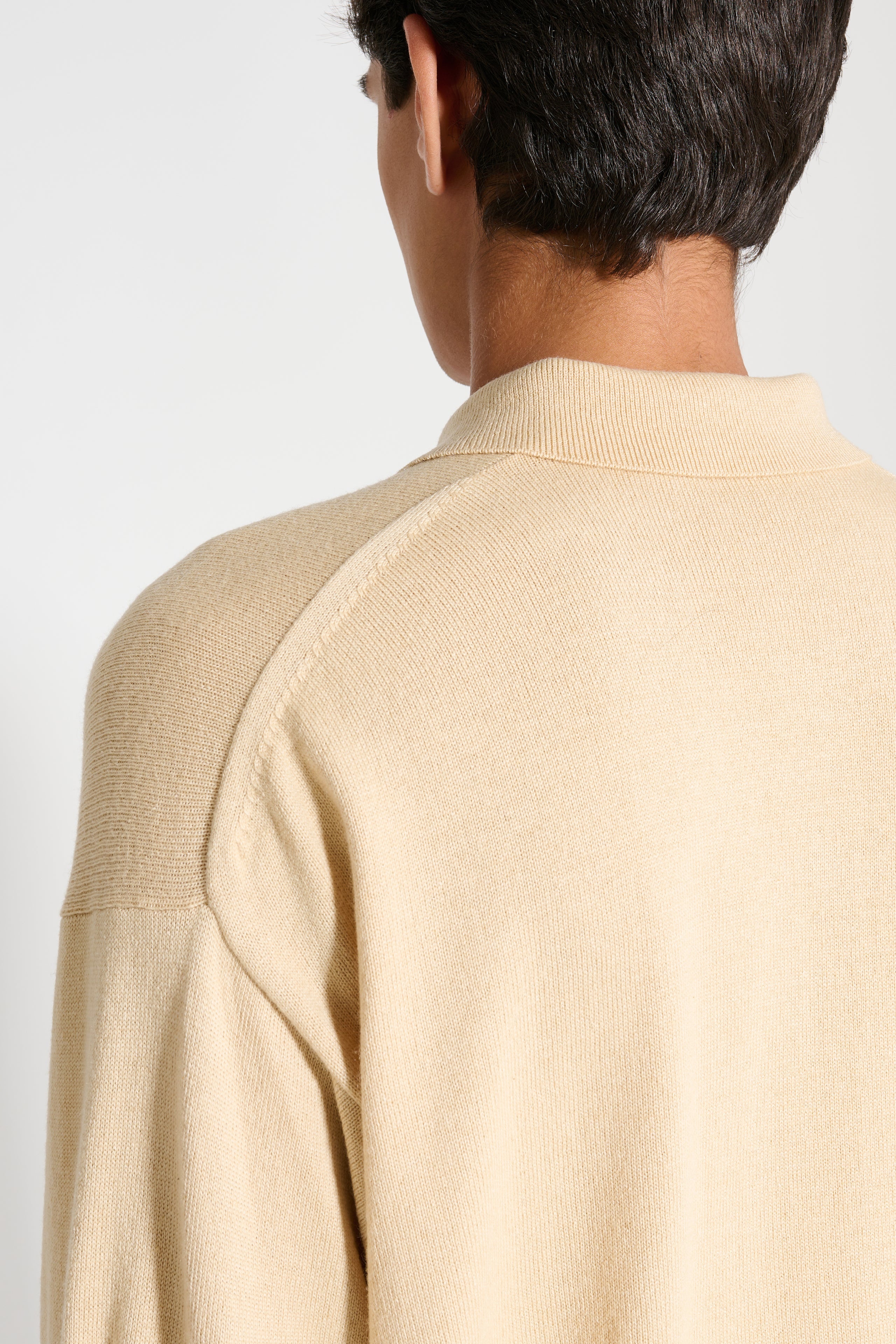AURALEE CASHMERE SILK WOOL KNIT POLO LIGHT BEIGE - 7