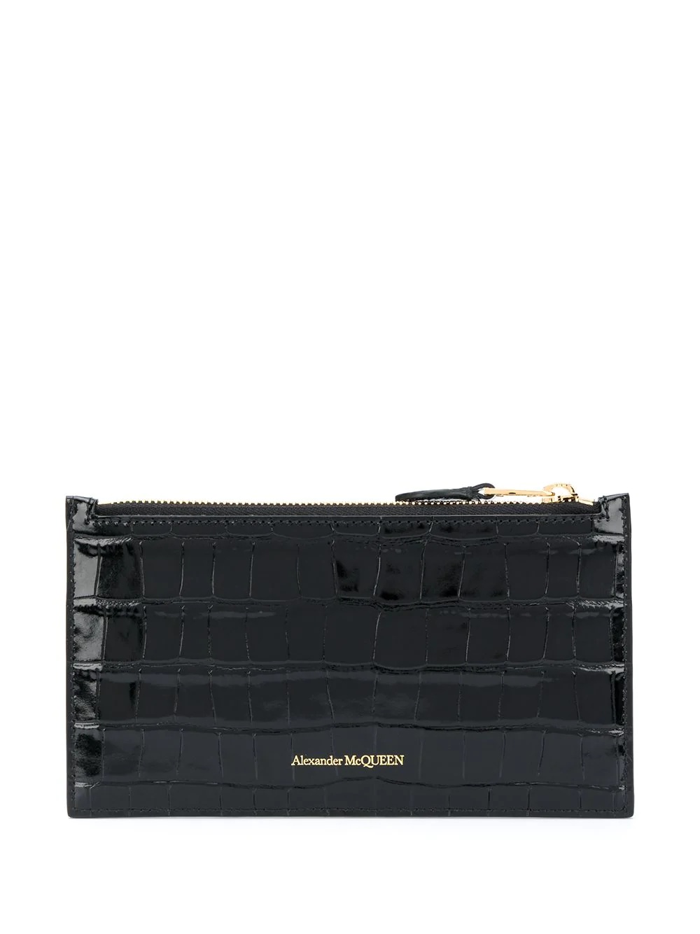 flat zip crocodile-effect wallet - 2