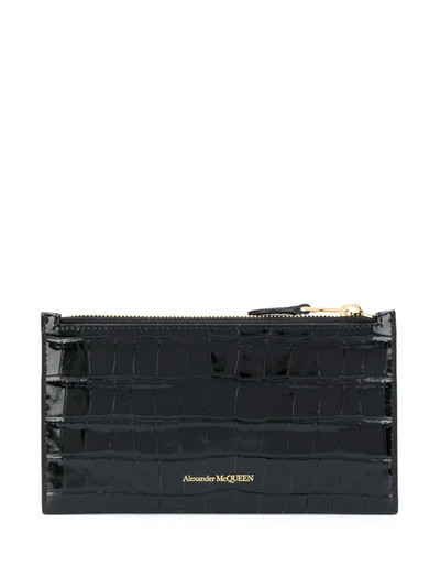 Alexander McQueen flat zip crocodile-effect wallet outlook