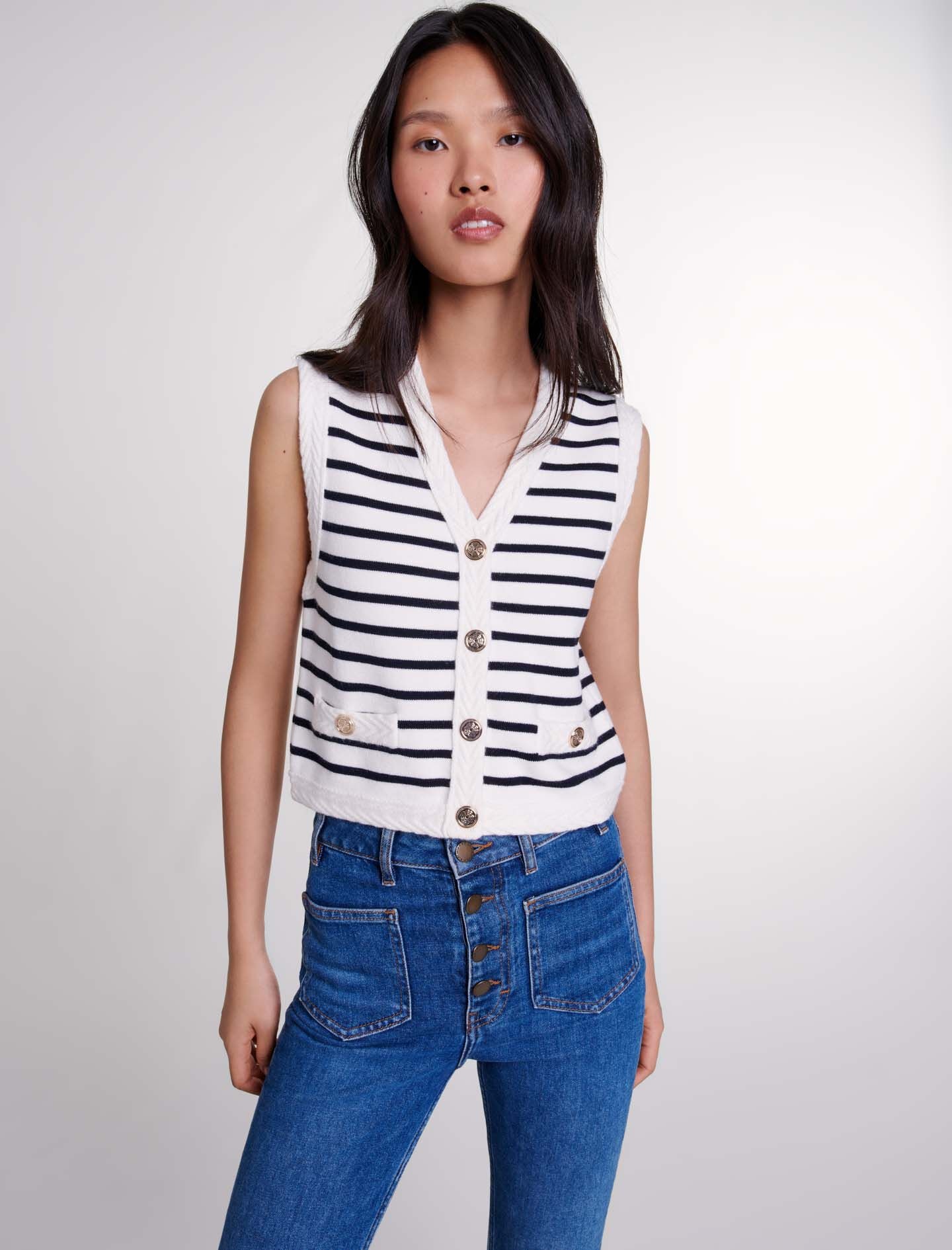 Sleeveless striped cardigan - 5