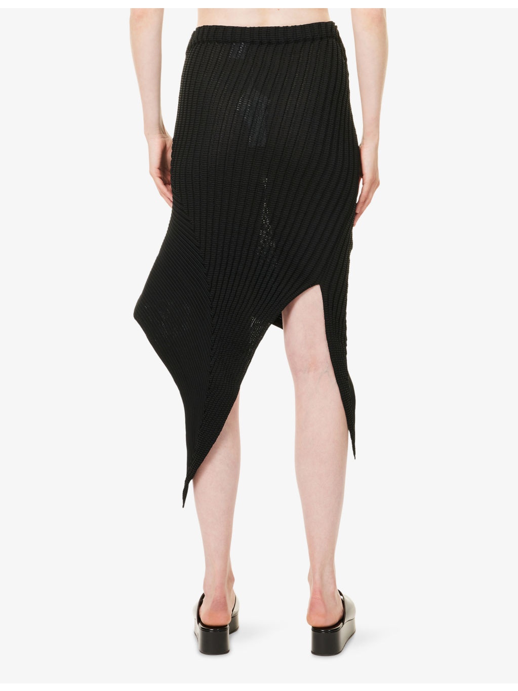 Subdued Asymmetric Knitted Midi Skirt - 4
