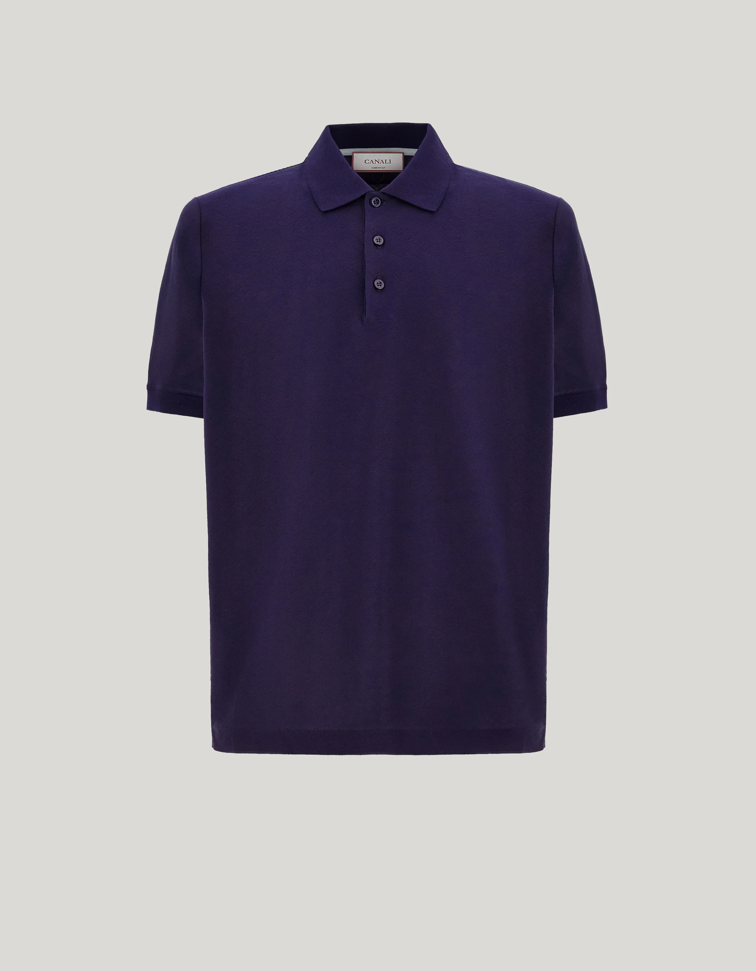BLUE STRUCTURED COTTON POLO SHIRT WITH THREE-BUTTON CLOSURE - 1