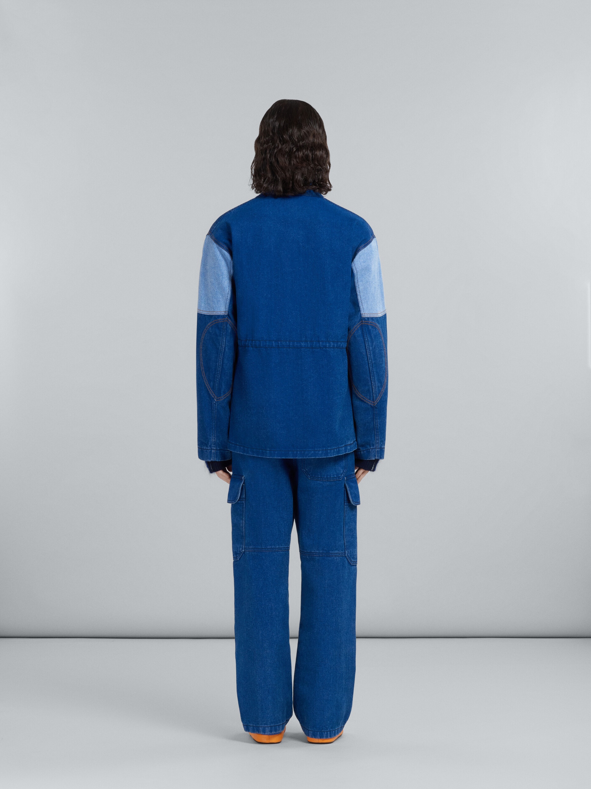 JACKET IN COATED BLUE DENIM - 3