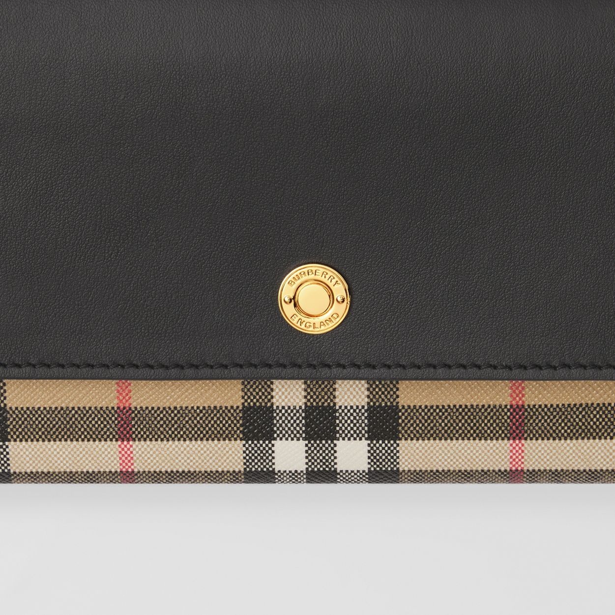 Check and Leather Wallet with Detachable Strap - 2