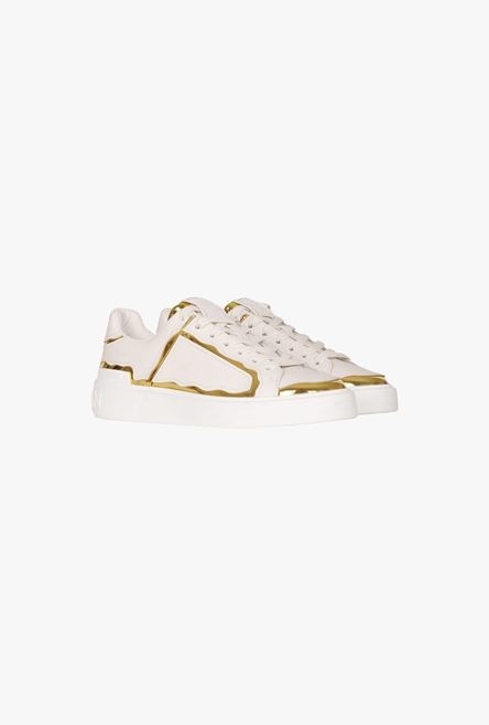 Bicolor white and gold calfskin B-Court sneakers - 2