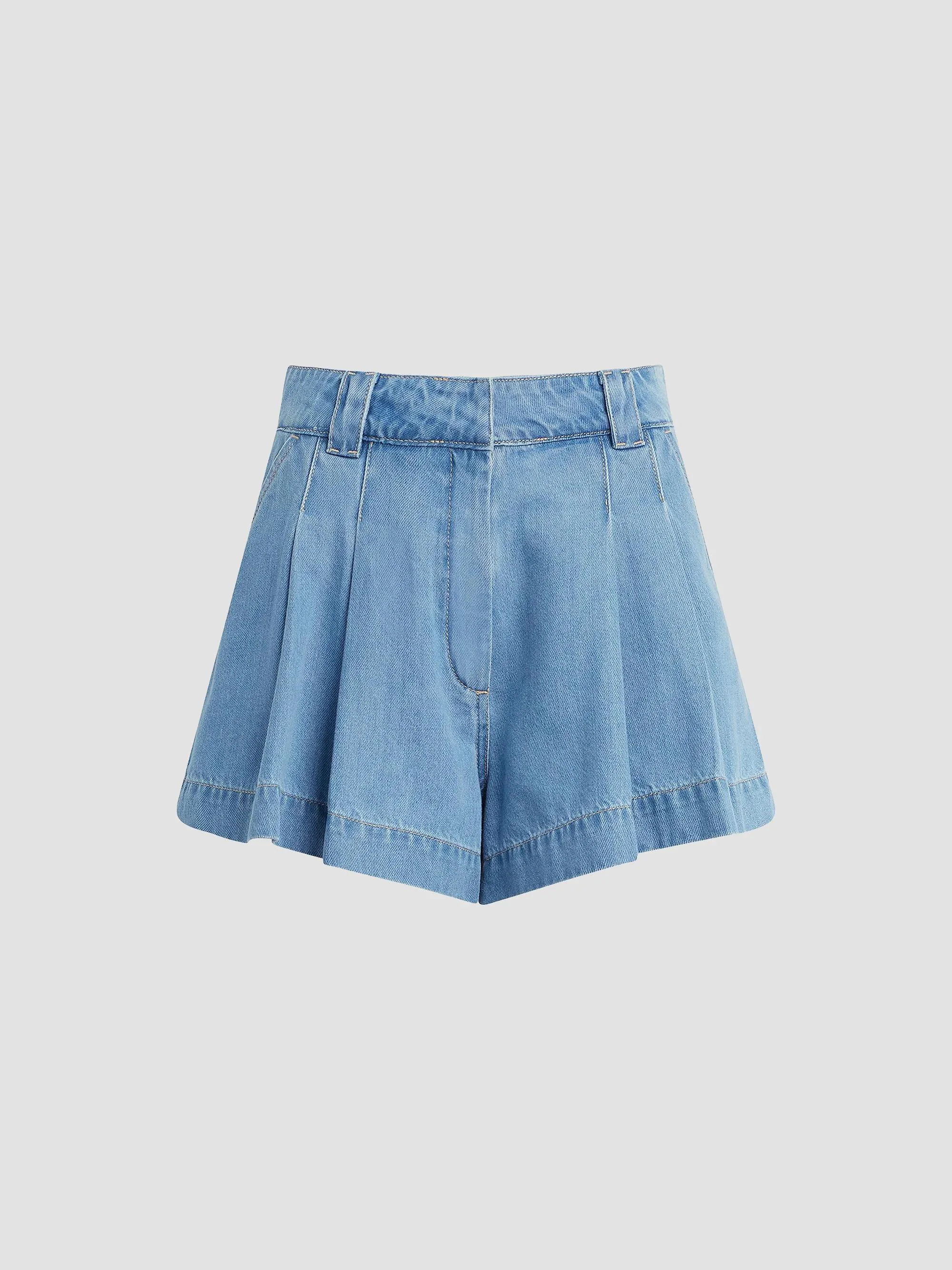 Women's The Lillie Pleated Denim Shorts - Copious - 1
