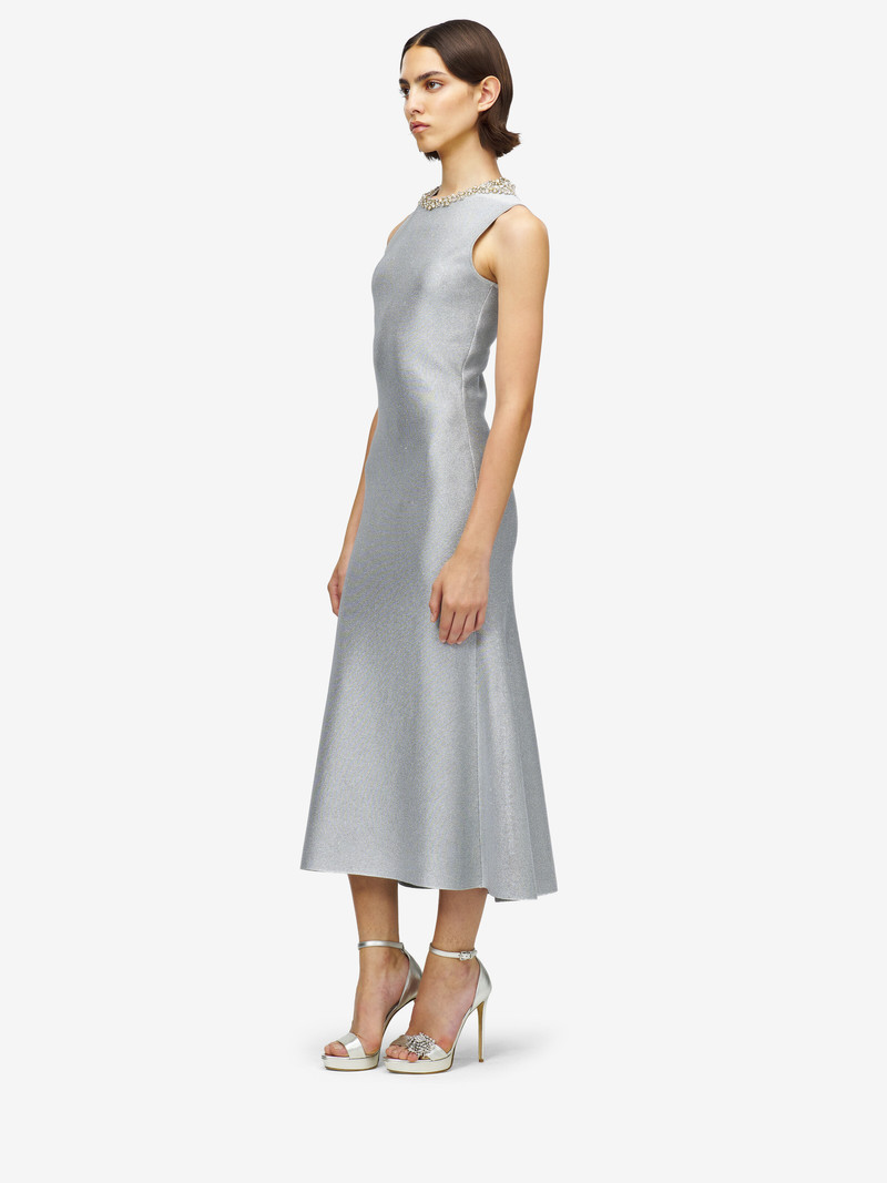 Chain Mail Embroidery Midi Dress 3