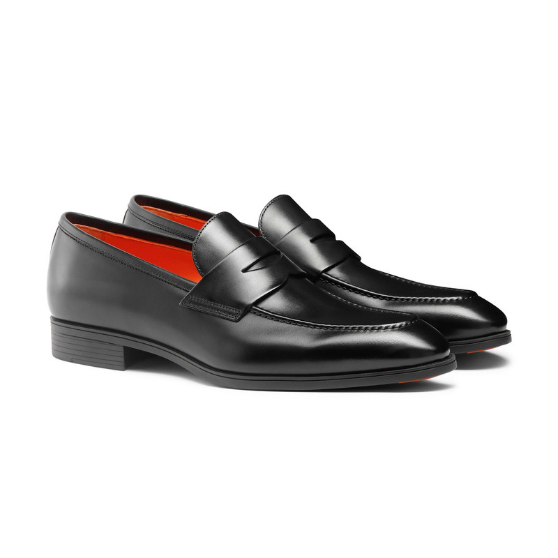 Men's black leather penny loafer 3