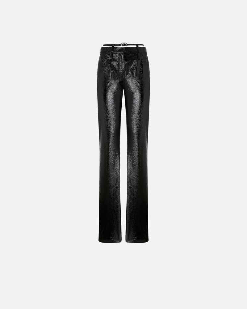 PATENT-EFFECT TROUSERS WITH BELT 1