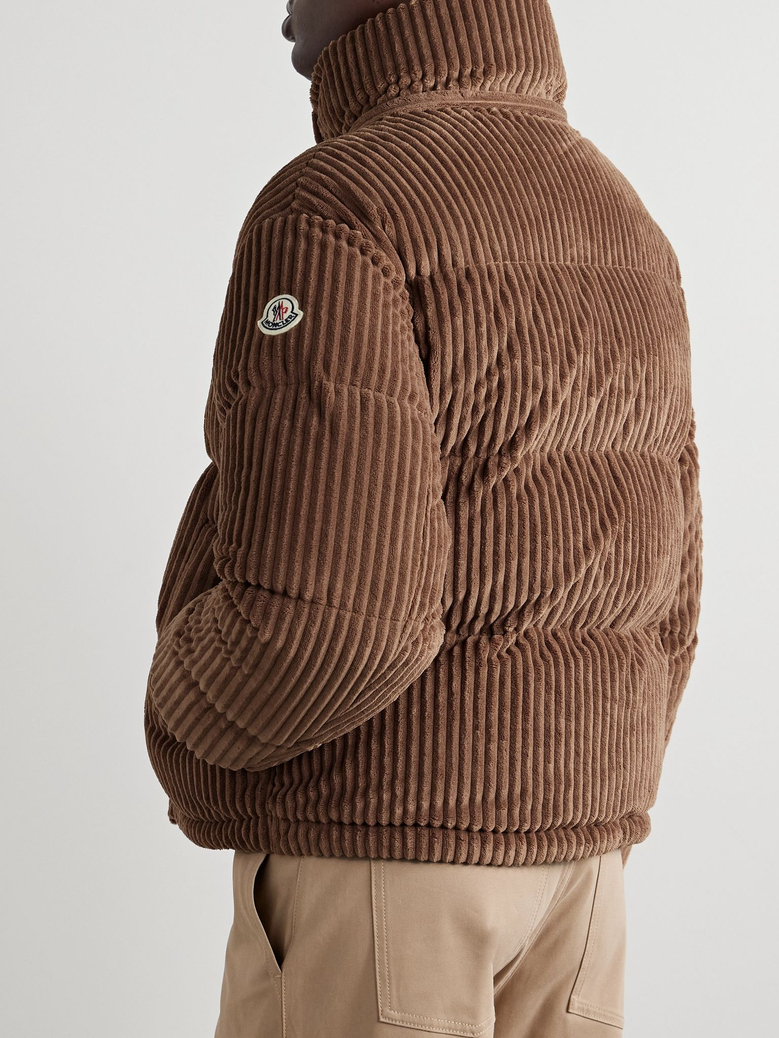 Daos hooded padded quilted corduroy down jacket Brown - 6