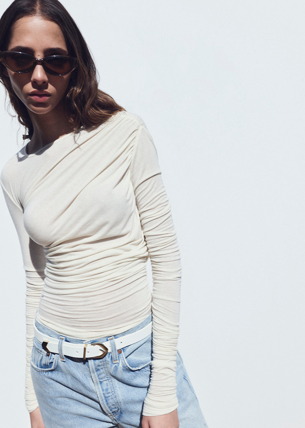 TANIA TWIST TEE IN OAT MILK - 2