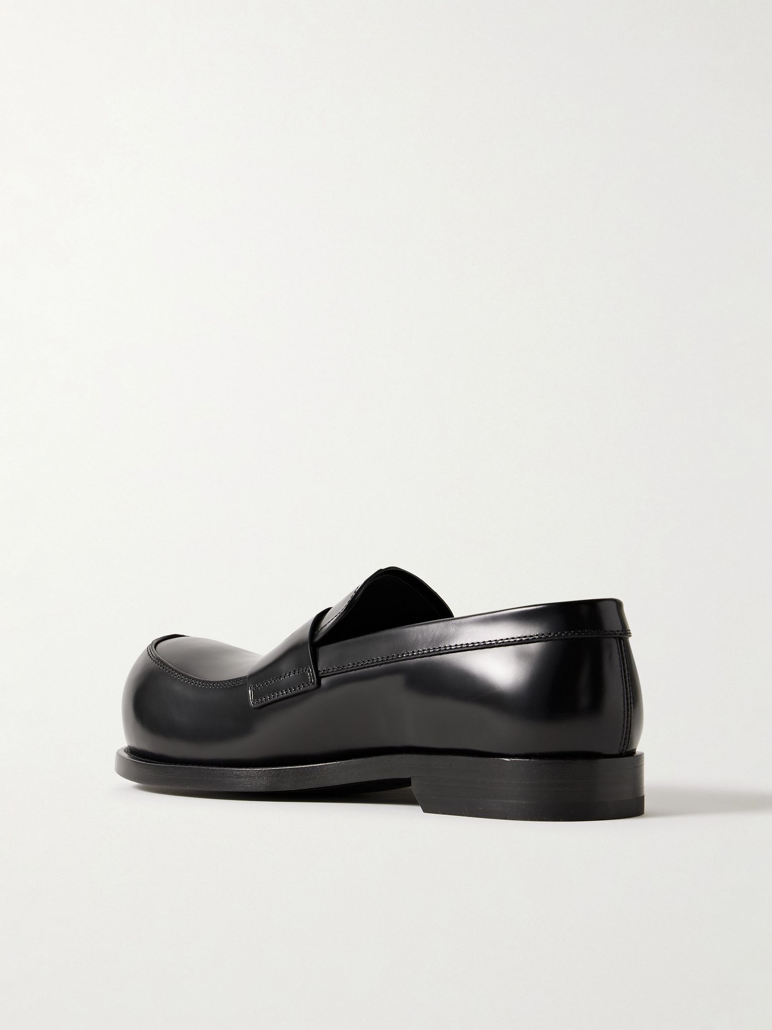 Glossed-Leather Penny Loafers Black - 4