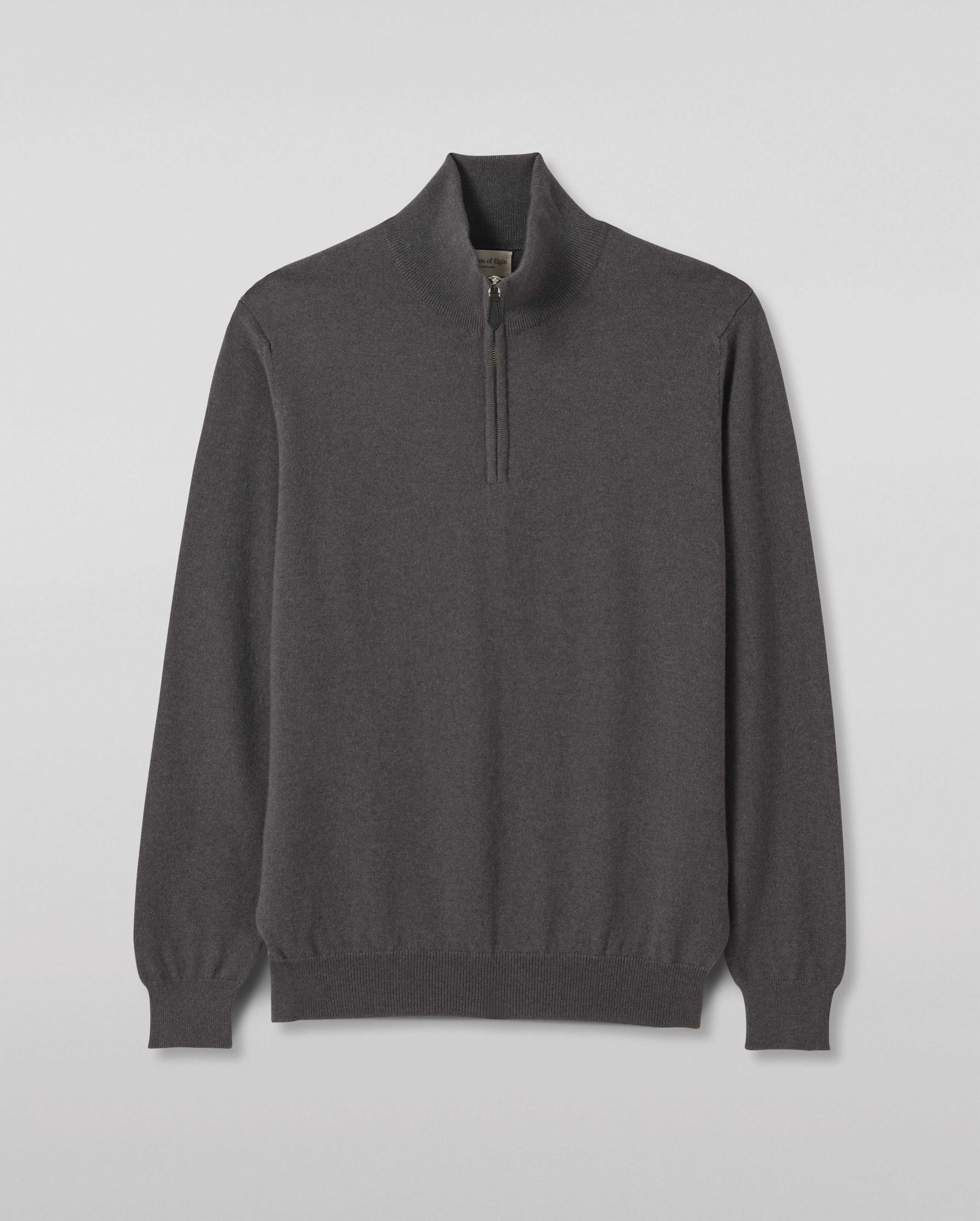 Reuben Grey Cashmere Zip Neck Jumper - 1