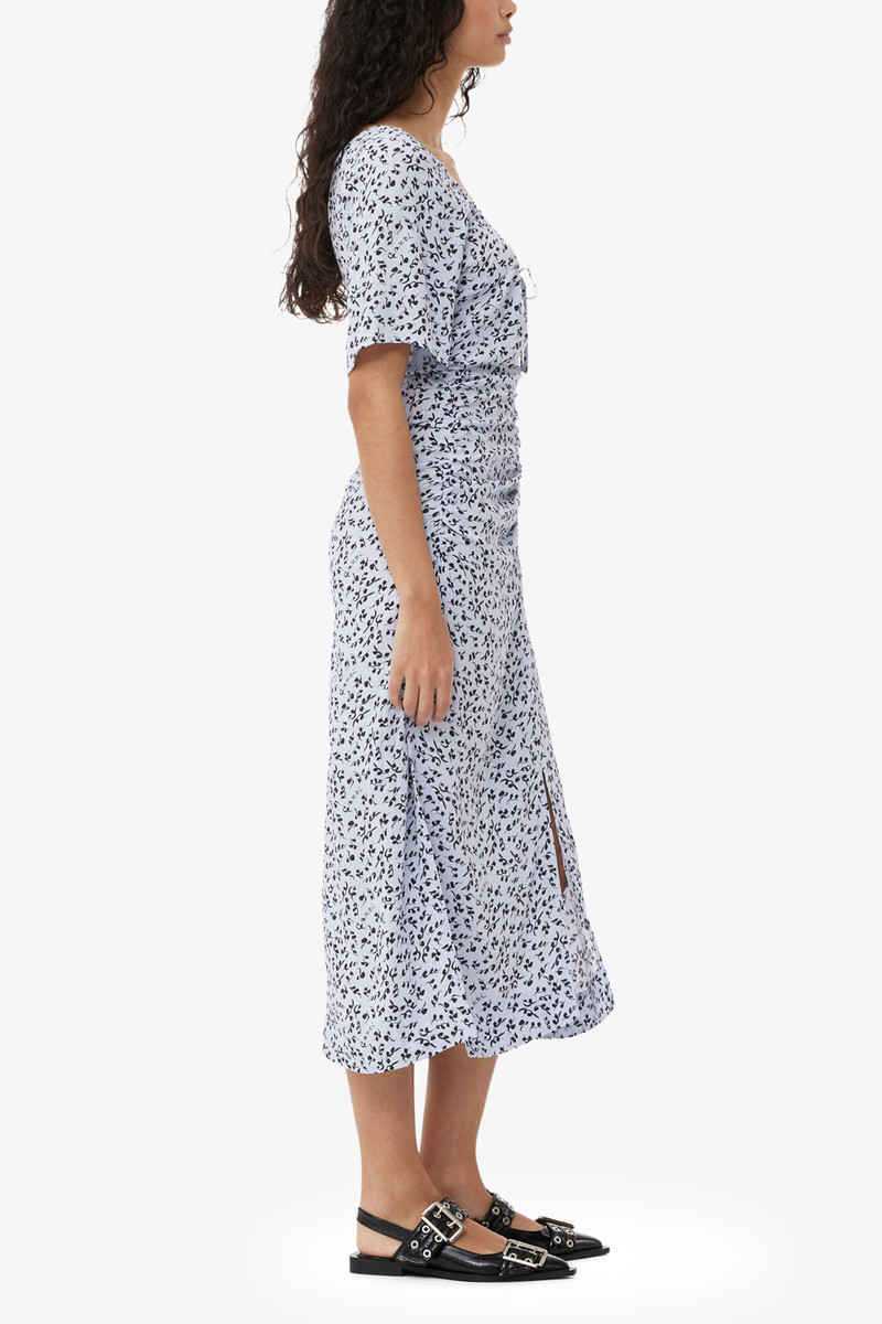 PRINTED CREPE U-NECK MIDI DRESS 4