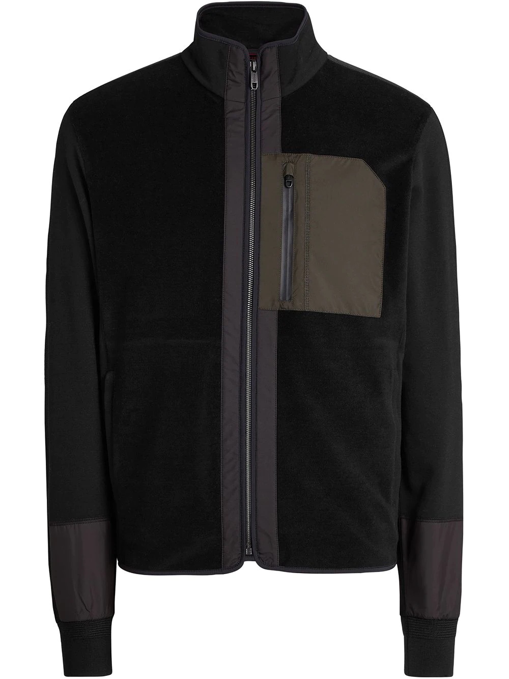 contrast-panel merino jacket - 1