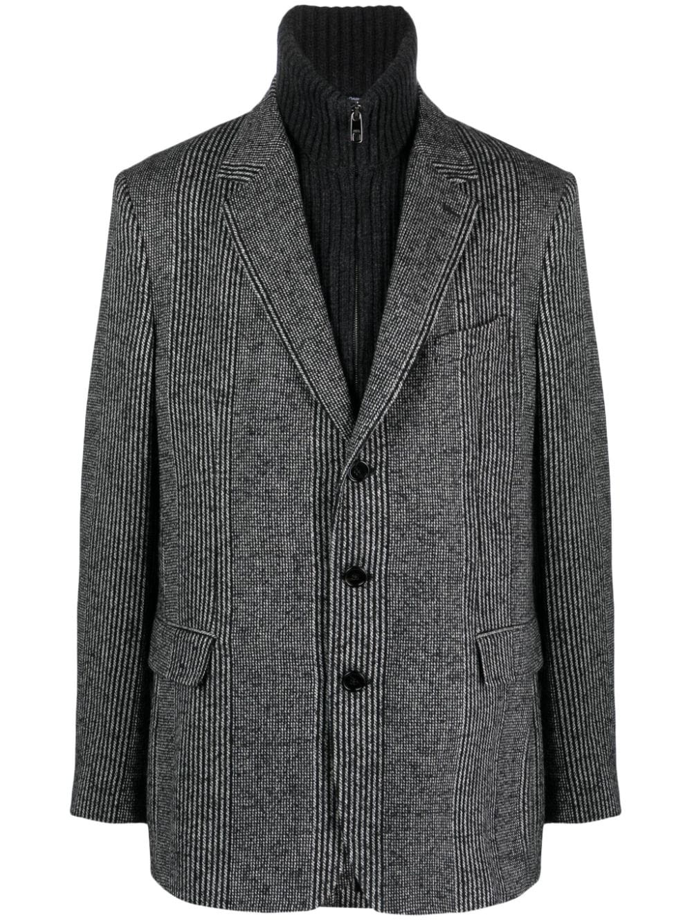 layered single-breasted blazer - 1