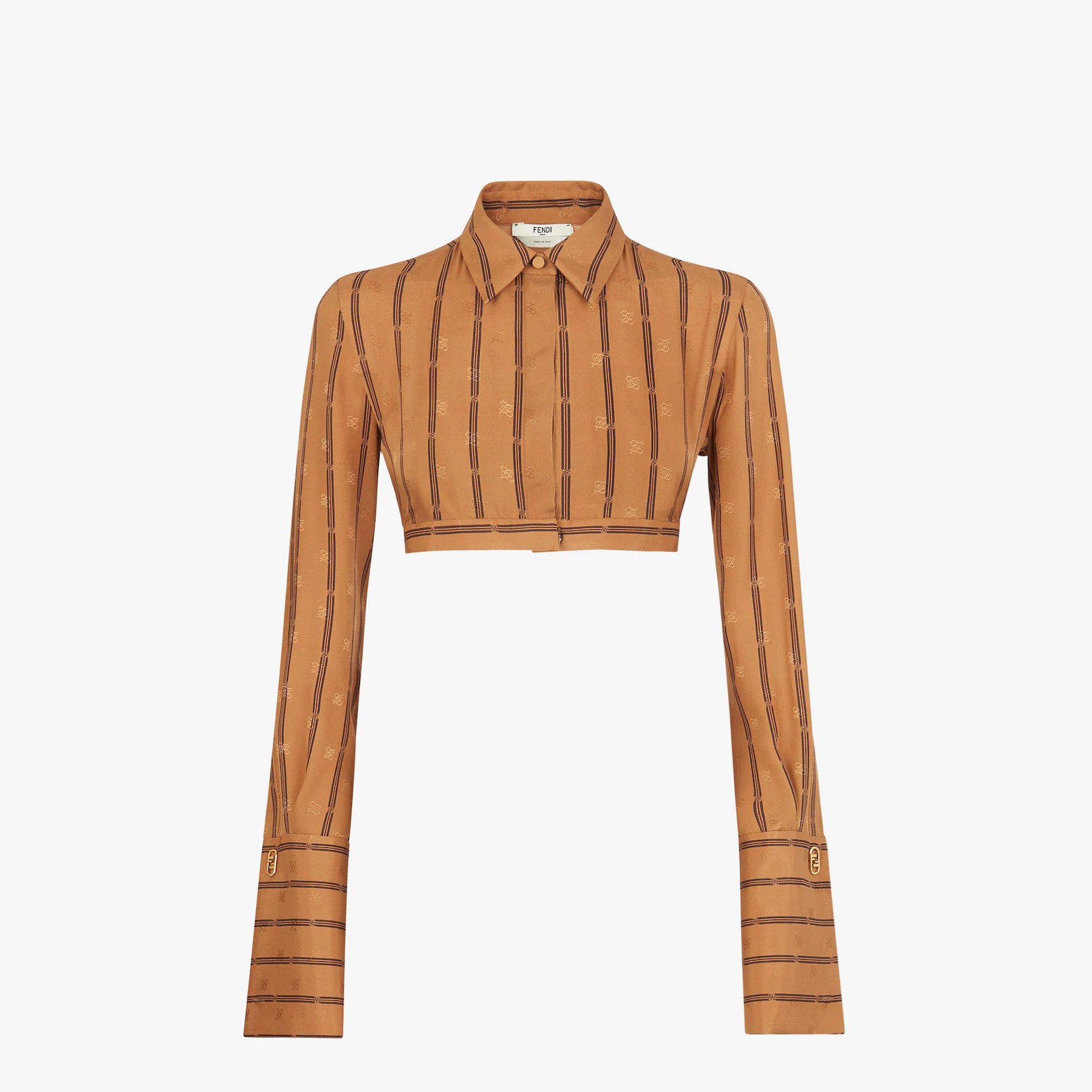 Brown crêpe satin shirt - 1