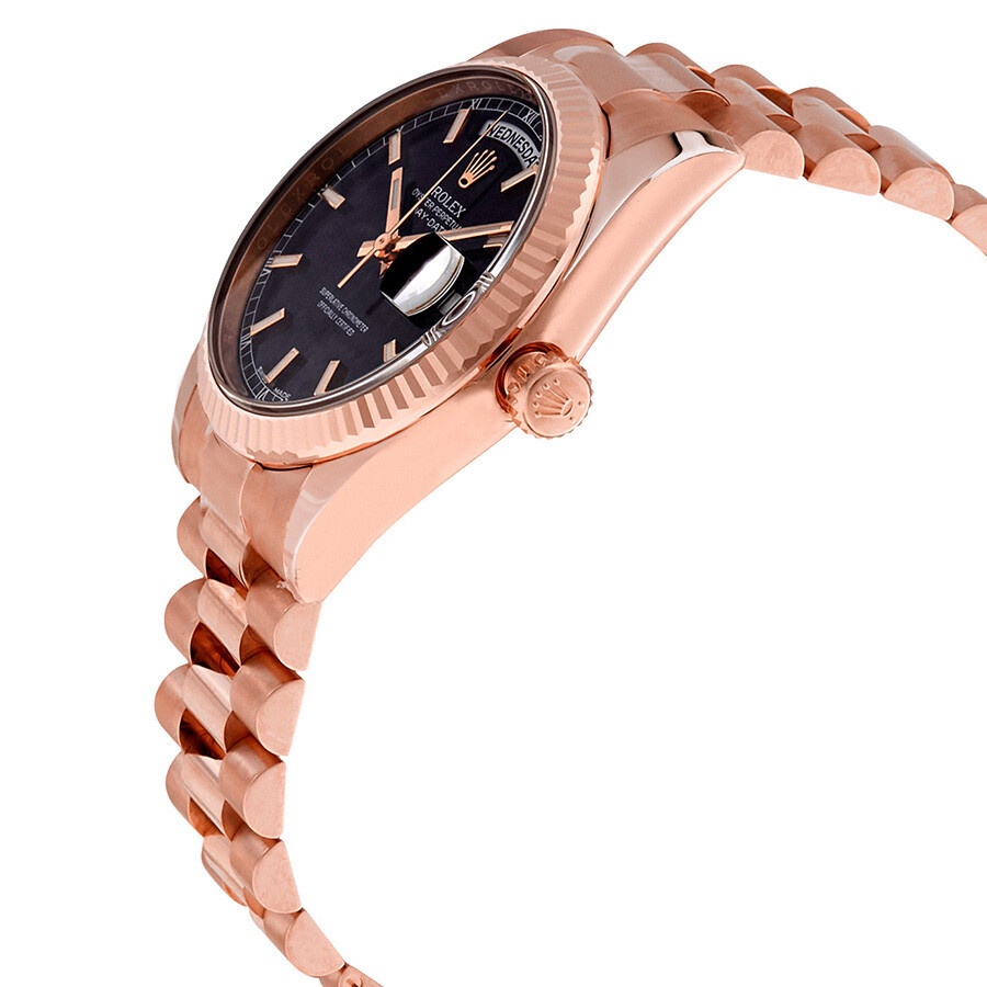 Rolex Day-Date Black Dial 18K Everose Gold President Automatic Men's Watch 118235BKSP - 2