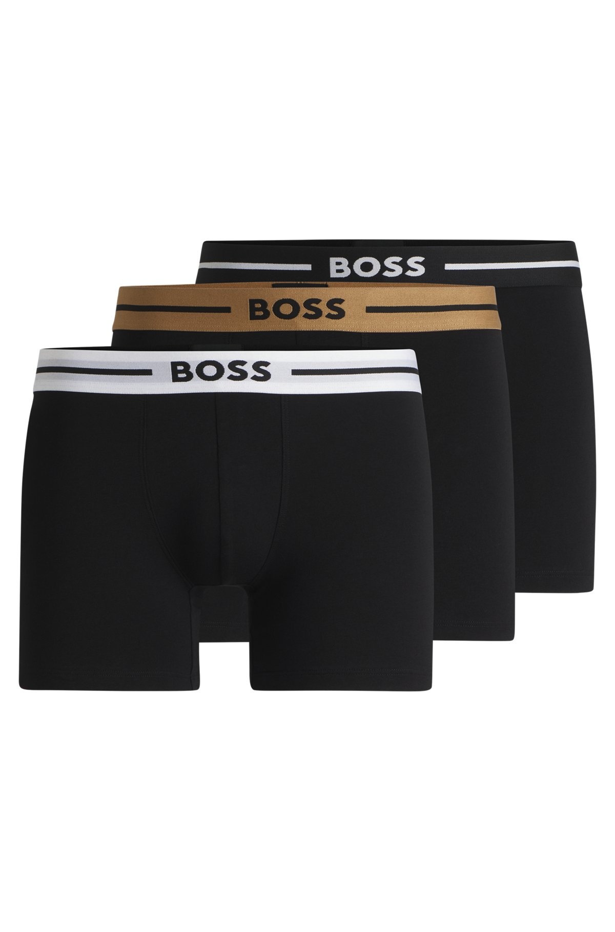 THREE-PACK OF STRETCH-COTTON BOXER BRIEFS WITH LOGOS - 1