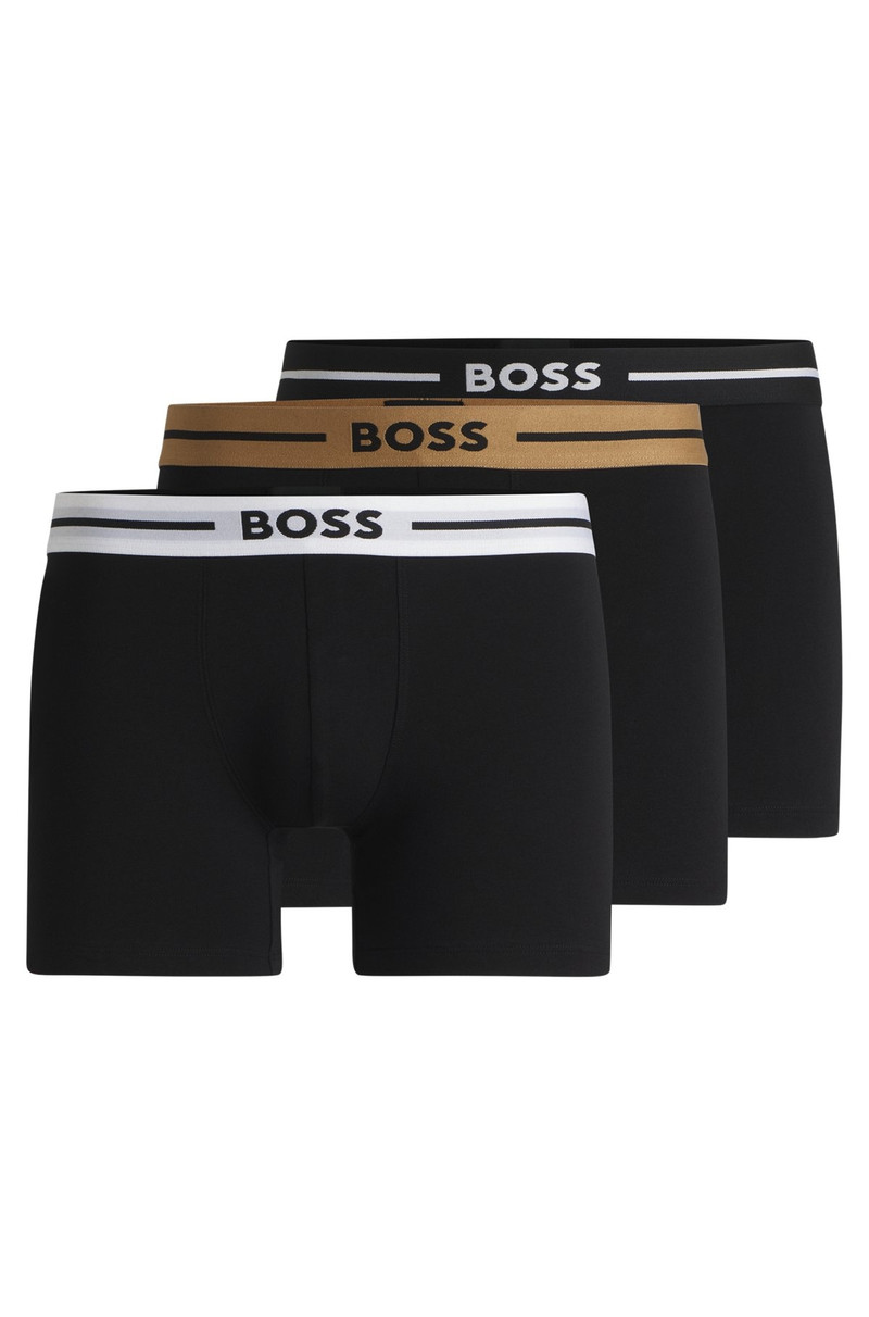 THREE-PACK OF STRETCH-COTTON BOXER BRIEFS WITH LOGOS 1