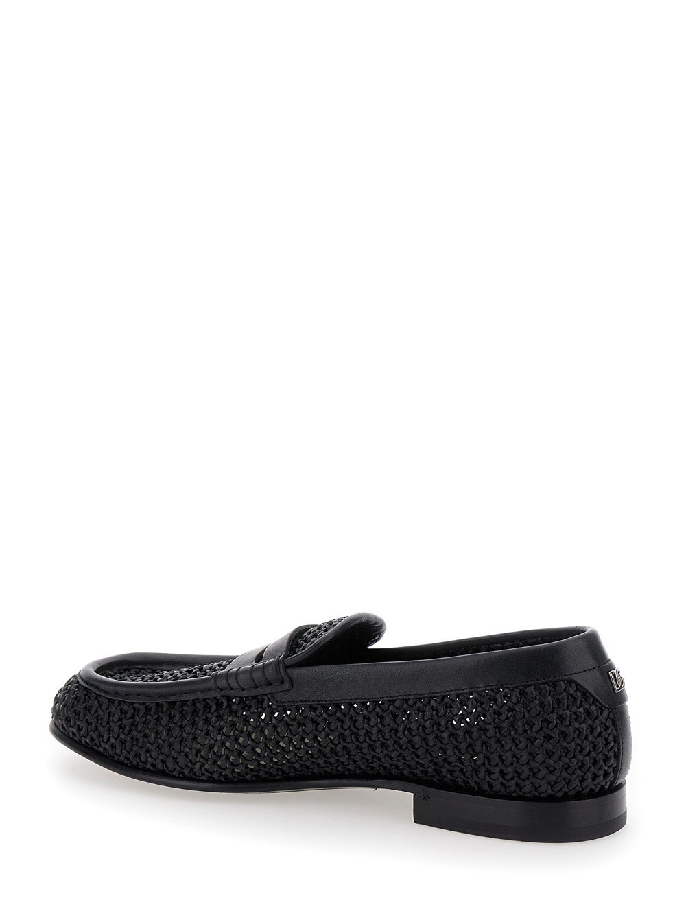 Dolce & Gabbana Men Black Slip-On Loafers In Woven Rafia Man - 3