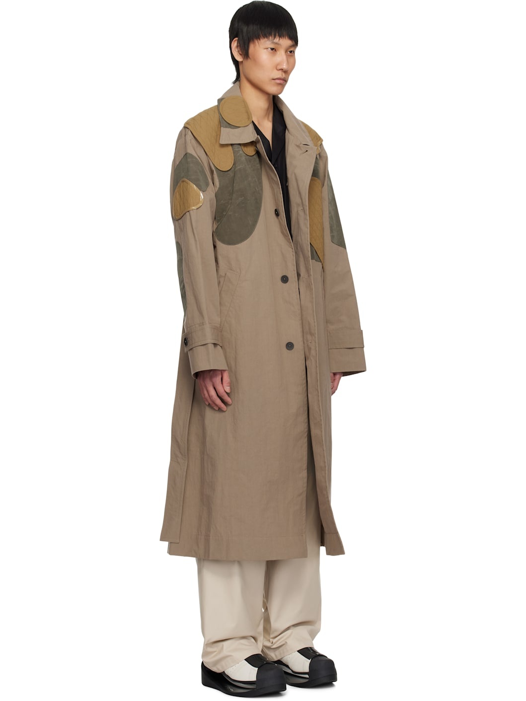 Beige Utility Patch Trench Coat - 2