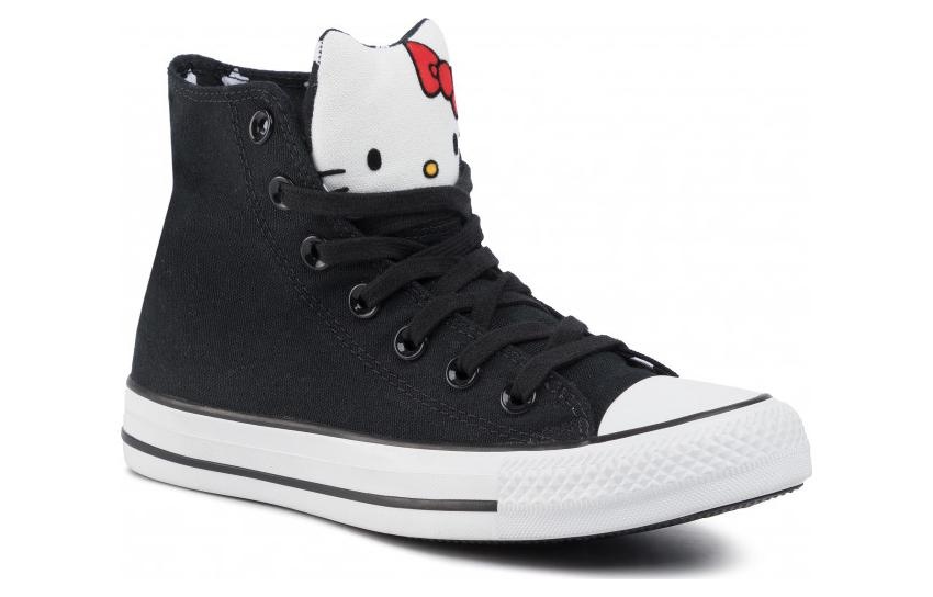 (WMNS) Converse Chuck Taylor All Star Hi x Hello Kitty 'Black' 163910C - 3